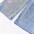 thumbnail image 7 of JLMSPLWG Girls Bowknot Print Washed Jeans Bootcut Denim Pants for Kids Cute High Waist Pants Streetwear Tween Girls Solid Color Wide Leg Denim Jeans Toddler Girl Clothes, 7 of 7