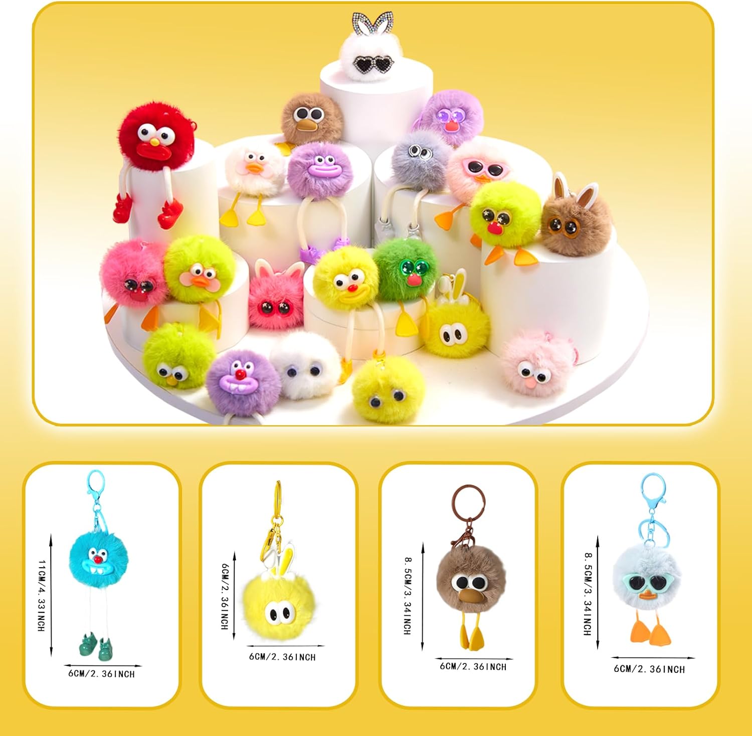 18PCS Party Favors Kids Keychains - Fun Keychain Cute Birthday Goodie Bags Stuffers for Kid Keychain Valentines Day Gifts for Kids Classroom Prizes Key Chains Bulk Elementary Student Prizes