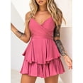 thumbnail image 4 of Women Jumpsuit, Sleeveless Jumpsuit V Neck Backless Tie-up Layered Solid Summer Bodysuit Clubwear, 4 of 9