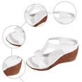 thumbnail image 7 of Sandals Women Cork Wedges Heels Casual Open Toe Cutout T-Strap Slides Comfortable Footbed High Heeled Mules Summer Dress Shoes White Size 7.5, 7 of 7