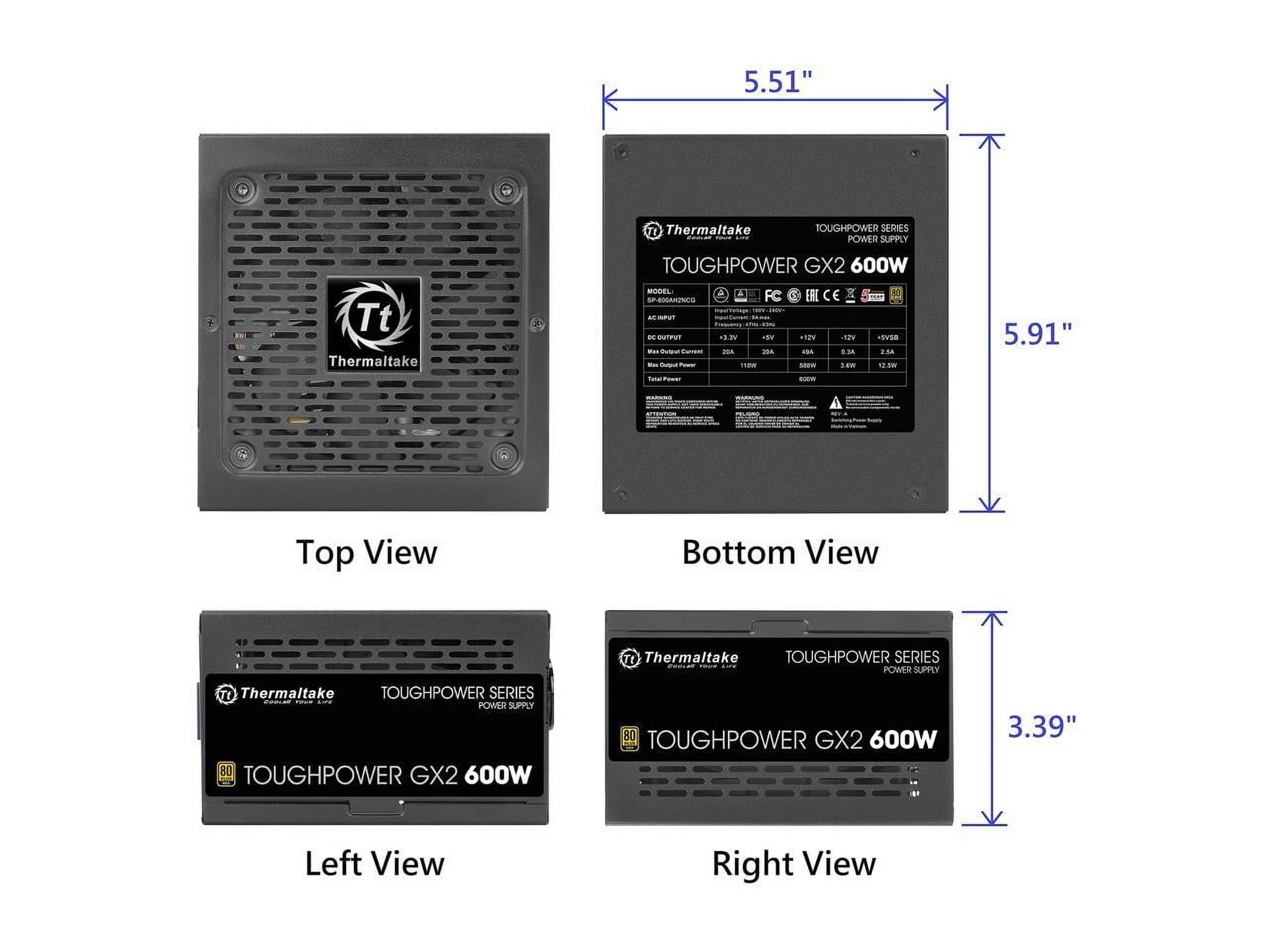 Thermaltake GX2 80Plus Gold Power Supply - 600W