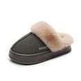 thumbnail image 4 of Unisex Memory Foam House Slippers, Faux Fur Lined Indoor Fuzzy Slippers with No-slip Sole, Slip on Suede Home Shoes, Warm Winter Gift for Women & Men, 4 of 7