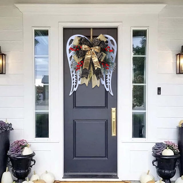 Christmas And New Year's Decorative Bow Wreath Door Hanging Hanging Decorations Wreath Scene Decoration Props