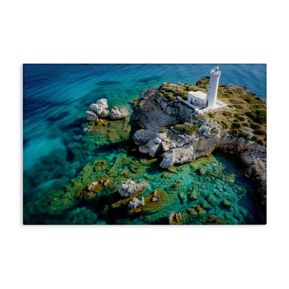 Stupell Industries Lighthouse with Seaside Rocks Canvas Wall Art design by Don Schwartz, 16 x 24