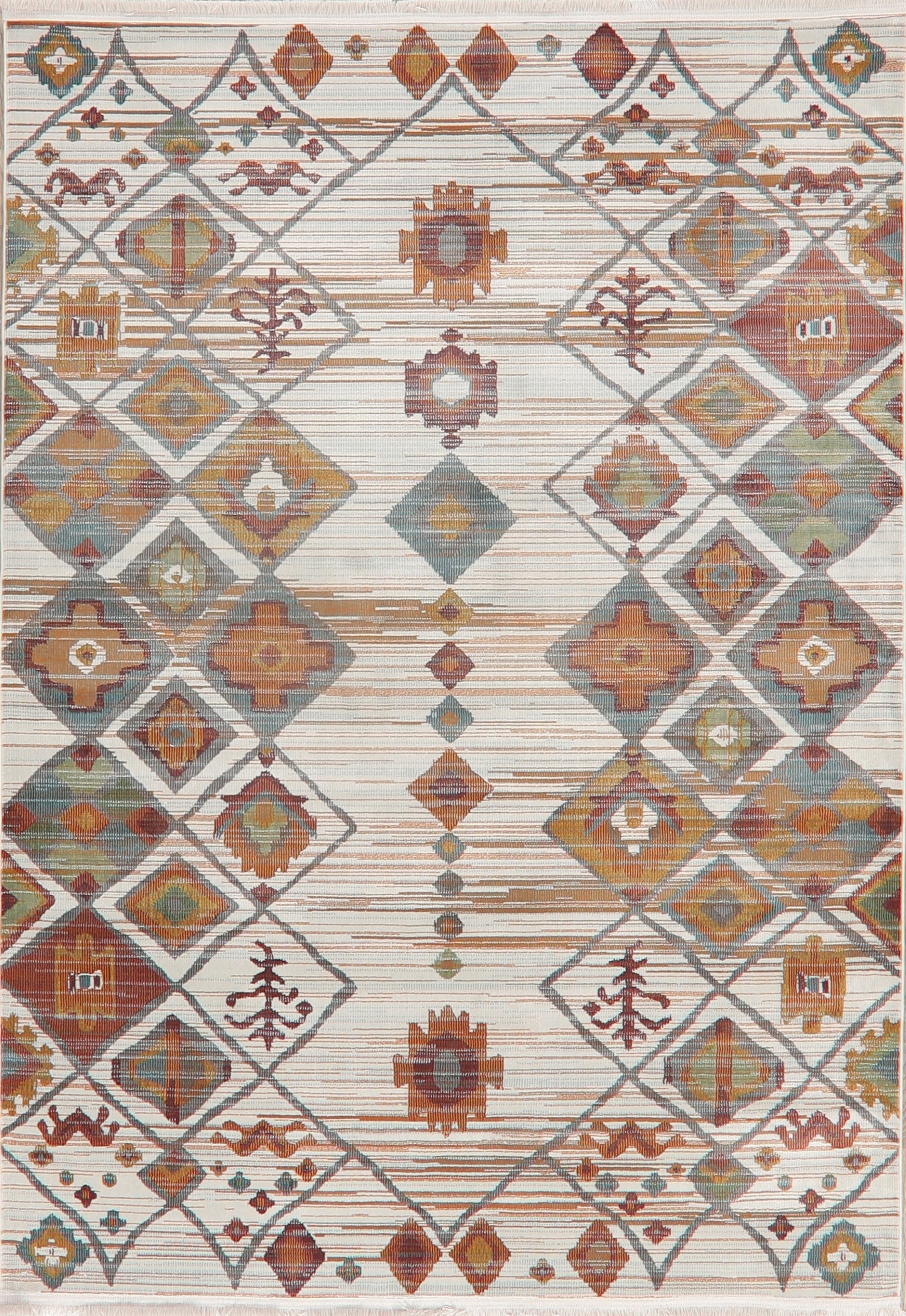Geometric Diamond Tribal Vintage Carpet 5x7 Distressed Area Rug