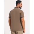 thumbnail image 3 of DARING DIVA Men's Contrast Trim Short Sleeve Button Closure Polo Shirts 2XL Khaki, 3 of 7