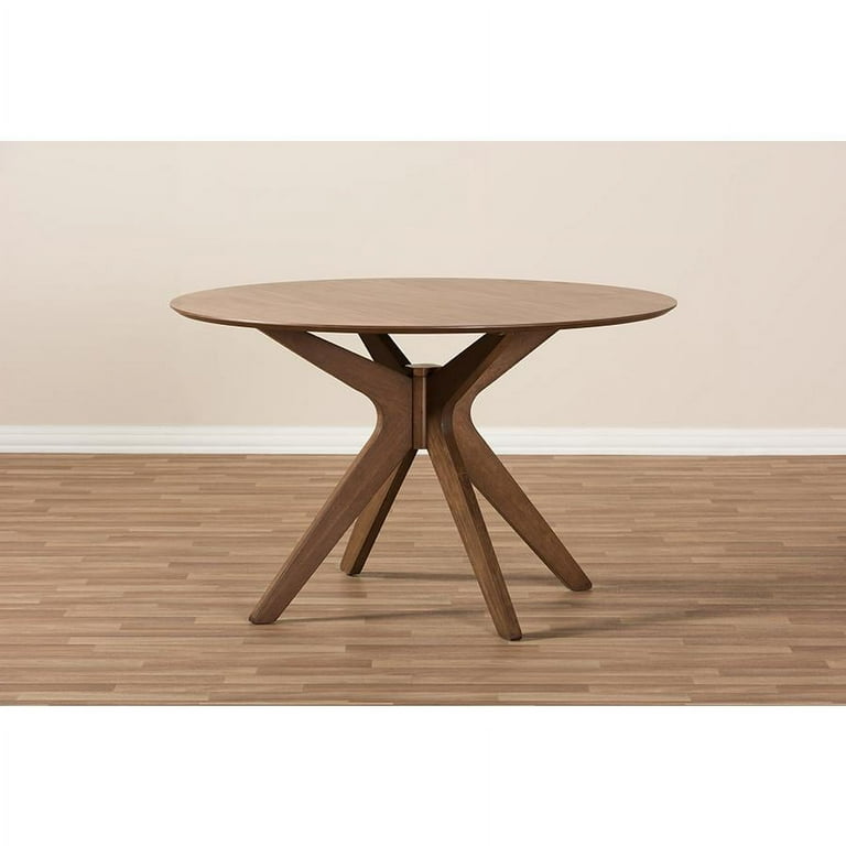 Baxton Studio Monte Mid Century Modern Walnut Wood 47 Inch Round Dining Table