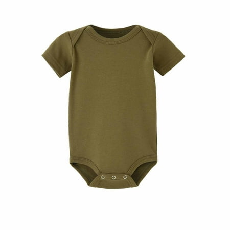 

Baby Bodysuits for Baby Short Sleeve Crewneck T-Shirts Onesies Jumpsuits Summer Basic Cotton Soft Comfy Solid Romper for Baby Army Green 18-24 Months
