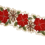 Christmas Floral Table Runner, Handmade Table Runner, Velvet Flower Table Runner, Beaded Table Runner 13X36 Inches
