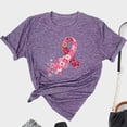 thumbnail image 1 of TIMIFIS Chandails de Sensibilisation au Cancer du Sein pour Femmes Été Ample Imprimé T-Shirt à Col Rond Manches Courtes Blouse Décontractée Automne/hiver, 1 of 5