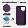 thumbnail image 5 of Shockproof Designed for iPhone 12 Mini Case, Food Grade Liquid Silicone Phone Case with [Soft Anti-Scratch Microfiber Lining] Drop Protection 5.4 inch Slim Thin Cover, Deep Purple, 5 of 16
