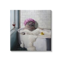Relaxing Seal Bathtub Wine Glass Animals & Insects Graphic Art Gallery Wrapped Canvas Print Wall Art