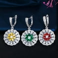 thumbnail image 5 of Silver Plated Red Cubic Zircon Round Sunflower Necklace Earring Ring Jewelry Set, 5 of 9
