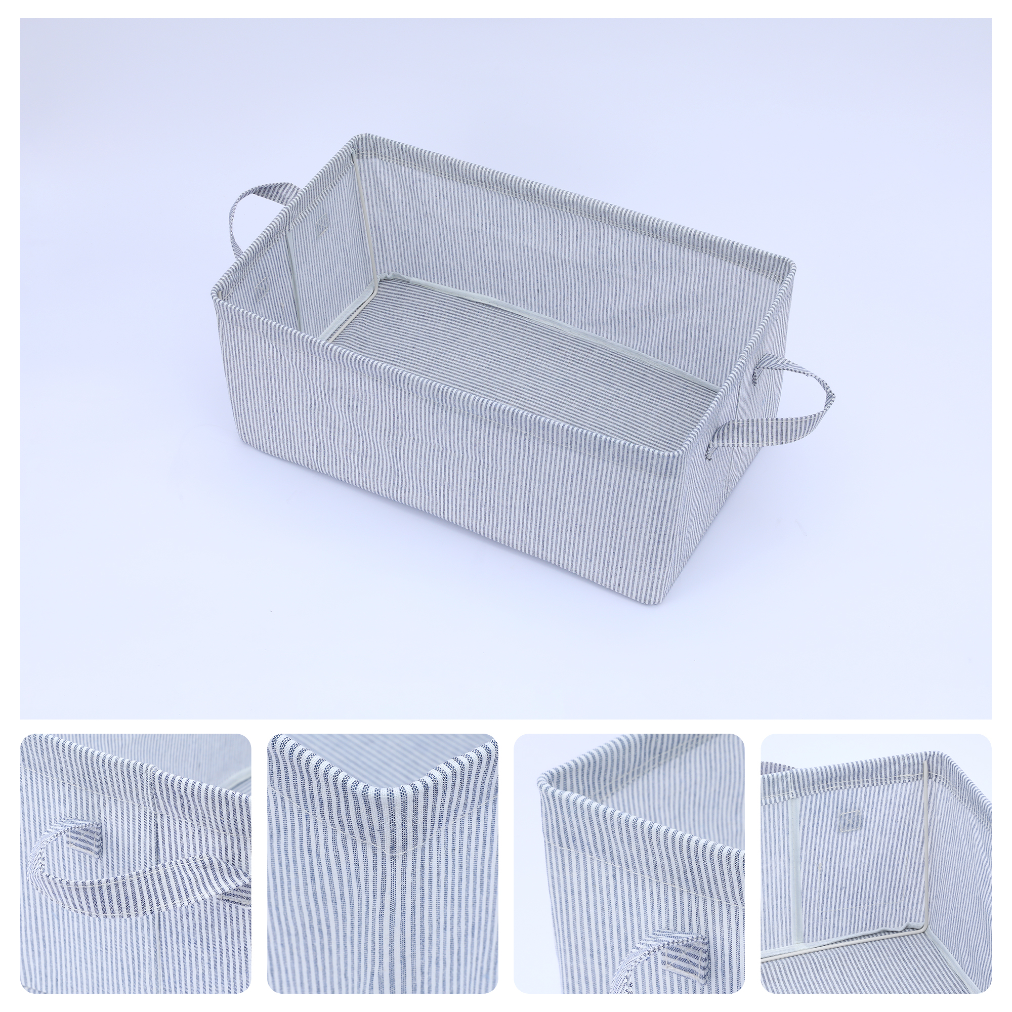 Unique Bargains Fabric Storage Bin with Handles for Shelves Collapsible Cube Blue