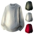 thumbnail image 2 of ZCFZJW Men's Crewneck Sweatshirt Lightweight Geometric Texture Cable Knit Sweaters Casual Long Sleeve Sweatshirts Fashion Pullover Shirts Red L, 2 of 5