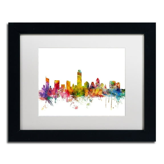 Trademark Fine Art 'Austin Texas Skyline' Canvas Art by Michael Tompsett, White Matte, Black Frame
