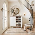 thumbnail image 3 of 24 Pair Shoe Storage Cabinet with Adjustable Shelves, Hidden Shoe Organizer for Entryway, Foyer, Hallway Ebony Black, 3 of 12