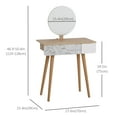 thumbnail image 3 of HOMCOM Vanity Table with Round Mirror Height Adjustable and One Drawer Makeup Organizer Dressing Table for Girls Bedroom Use, Oak, 3 of 9