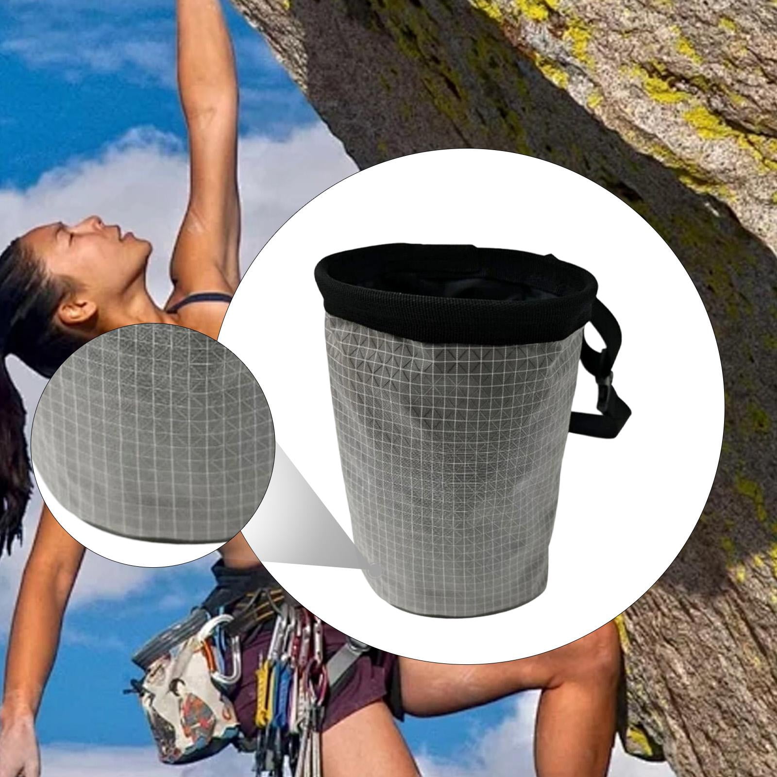 Dualoai Chalk Bag Climbing Equipment Storage Pouch for Bouldering Fitness Gymnastics Silver Gray