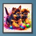 thumbnail image 3 of Pintura de diamante 5D DIY, kit de perro con taladro redondo completo, decoración del hogar, arte artesanal, 30x30cm, 3 of 9