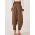 thumbnail image 5 of Women'S Summer High Waisted Baggy Pants Casual Ankle Length Trouser Slacks with Pockets Coffee Color S, 5 of 6