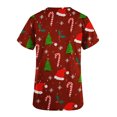 thumbnail image 5 of TIMIFIS Haut de Sarrau Rouge pour Femmes, Haut Cache-Cœur Imprimé de Noël pour les Fêtes, Chemise à Encolure, Bonhomme de Neige, Manches Courtes, Col en V, Tunique d'Infirmière pour le Travail, Blouse d'Uniforme de Travail avec Poches - Rouge Automne/hiver, 5 of 5
