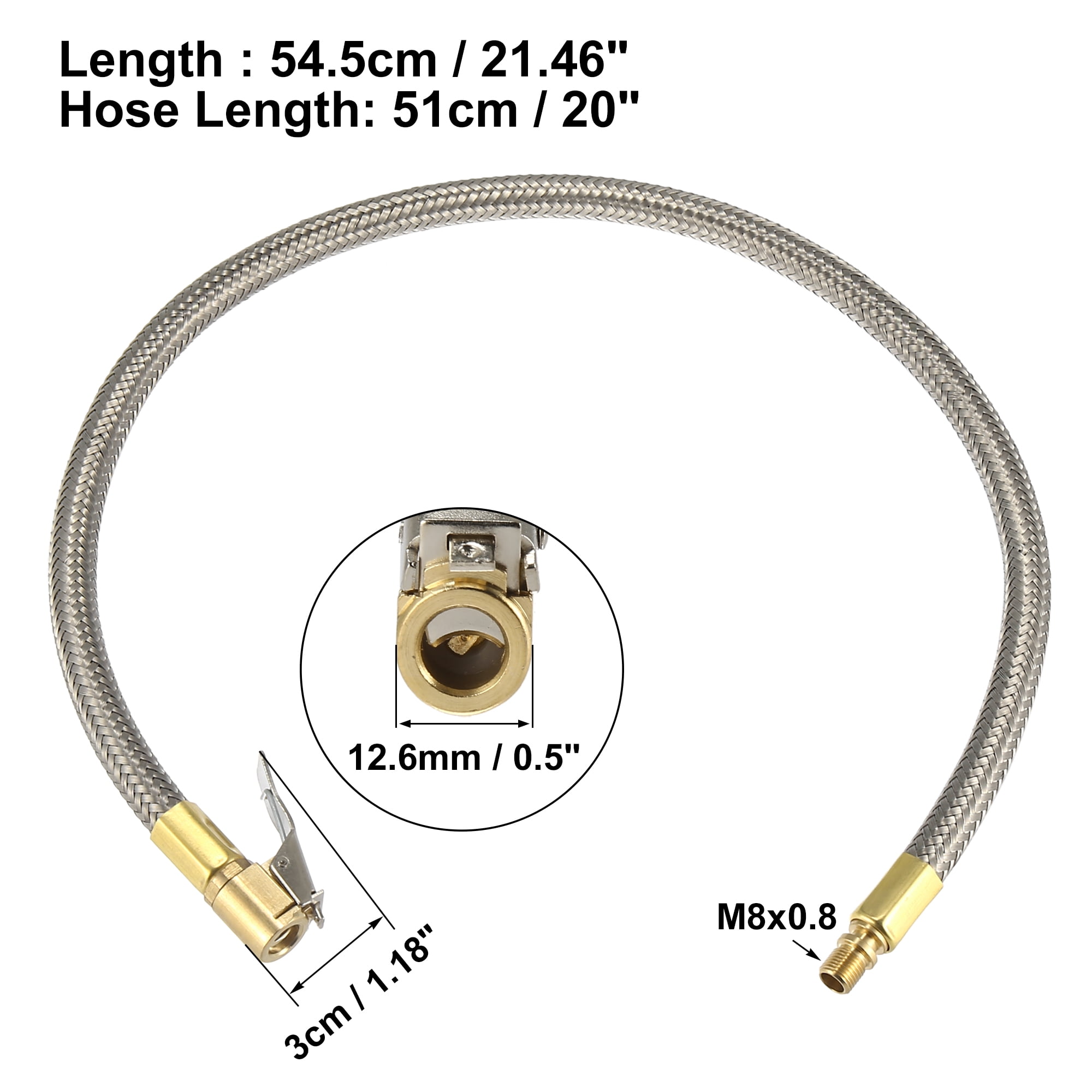 Unique Bargains Flexible Stainless Tire Valve Air Chuck Inflator Adapter 19.69"