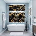 thumbnail image 3 of Black Gold Marble Kitchen Curtains Sets for Windows 24 Inch Length, Modern Geometric Textured Rod Pocket Window Treatments Tier Curtains and Valances Set for Bedroom/Bathroom, 3 of 8
