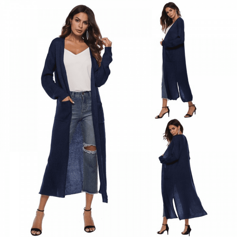 Women Plus Size Floor Length Open Front Drape Cardigan Lightweight Long  Sleeve Maxi Duster with Pockets 1X-5X