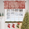 thumbnail image 4 of Winter Christmas Valances for Windows, 42 x 18in, Watercolor White Snowflake Red Painted Rod Pocket Kitchen Valance Curtain Light Filtering Window Treatments for Living Room Bedroom, 1 Panel, 4 of 7