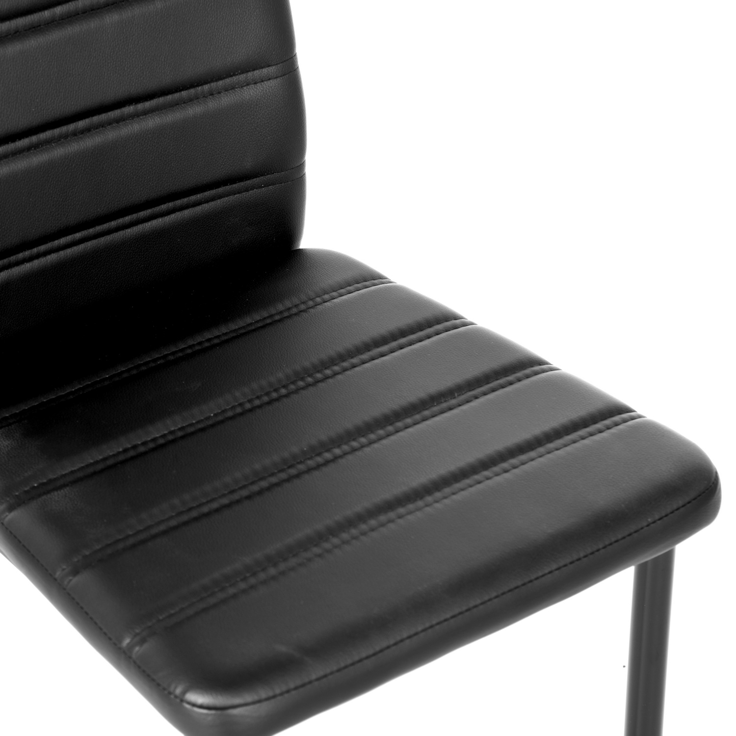 Homy Casa Set of 6 Upholstered Dining Chairs, Slim-Back Fabric Seat with Metal Legs, Black