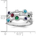 thumbnail image 2 of Solid 14k White Gold Ruby, Emerald, Lab Created Sapphire, White Topaz & Turquoise Ring - Ring Size 7.0, 2 of 5