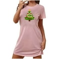 thumbnail image 2 of Sakmal Loose Moomoo Womens Nightgown Christmas Comfy Soft Pink Sleepwear Short Sleeve Crew Neck Christmas Trees Print Short Nightgowns S-2XL, 2 of 5