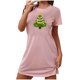 thumbnail image 2 of Camisón corto navideño para mujer, talla grande, cuello redondo, manga corta, estampado en el pecho, vestido de noche para mujer, 2 of 3