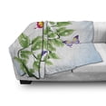 thumbnail image 3 of Nature Soft Flannel Fleece Throw Blanket, Floral Theme Branch with Leaves Butterflies and Drops of Water Pattern, Cozy Plush for Indoor and Outdoor Use, 60" x 80", Fern Green Pale Blue, by Ambesonne, 3 of 6