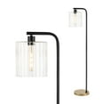 thumbnail image 3 of JONATHAN Y Easton 60.75" Modern Minimalist Metal/Ribbed Glass LED Floor Lamp, Brass Gold/Black, JYL1142A, 3 of 7