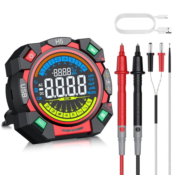 Neoteck 6000 Counts TRMS Multimeter Rechargeable Auto-Ranging Volt Meter for AC/DC Voltage & Current Electric Meter Tester with Color Screen