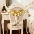 thumbnail image 1 of ICQOVD Gold Embossed Stretch Chair Back Ribbon Bow Decorative Fabric for Banquet Festive Gathering, 1 of 6