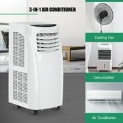 Costway 8000 BTU ASHRAE Portable Air Conditioner & Dehumidifier Function Remote w/ Window Kit White