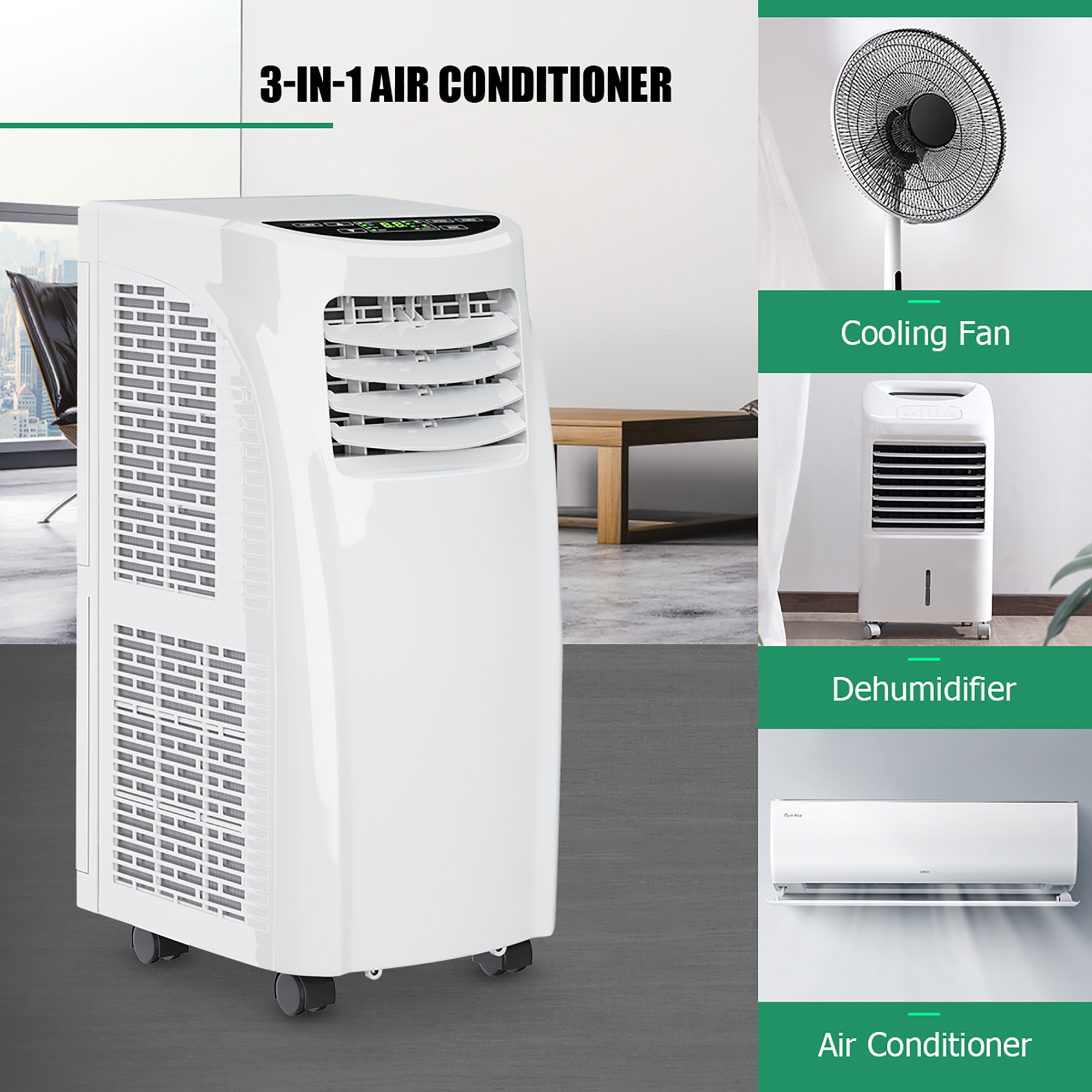 Costway 5500 BTU (8000 BTU ASHRAE) Portable Air Conditioner & Dehumidifier Function Remote w/ Window Kit - image 2 of 10