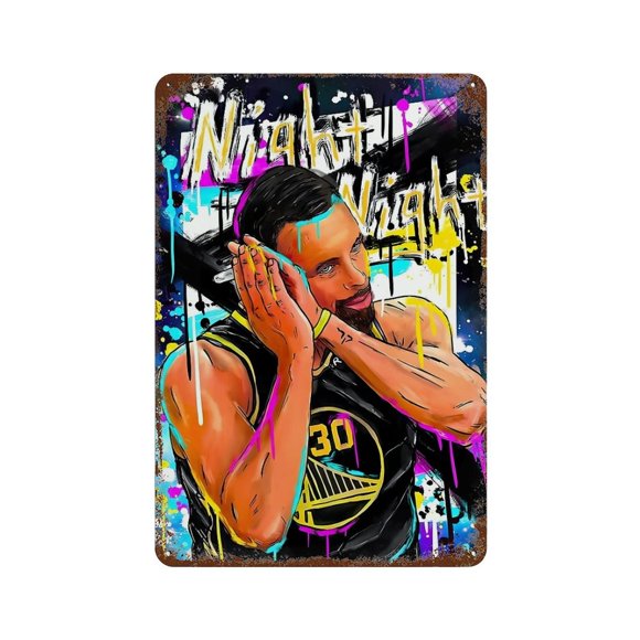 8x12 Inch Steph Curry Night Night Tin Metal Decorative Wall Paintings - Vintage Artwork for Home Decor