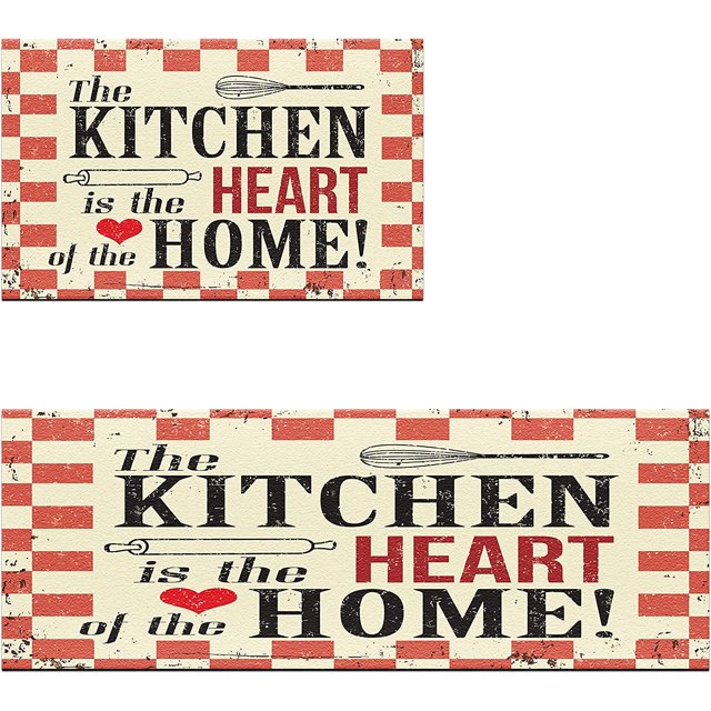 Buffalo Plaid Kitchen Rug Set of 2 Thick Anti Fatigue Farmhouse Kitchen