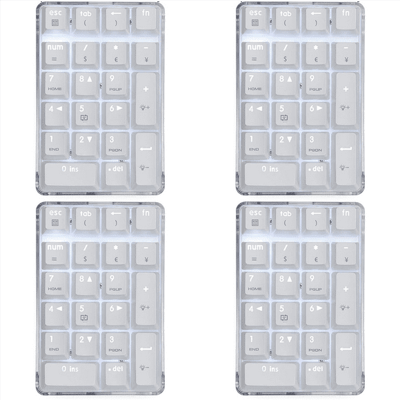 4X Mechanical Numeric Keypad Brown Switch Wired Gaming Keypad Crystal Case White Backlit 21 Keys Numpad Keypad