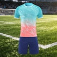 thumbnail image 4 of Odeerbi Niños Niñas Malla Rápido Seco Uniforme de Fútbol Conjunto Geométrico Gradiente Impresión Camiseta Shorts Ropa Deportiva Atlética Para 5-15 Años, 4 of 7