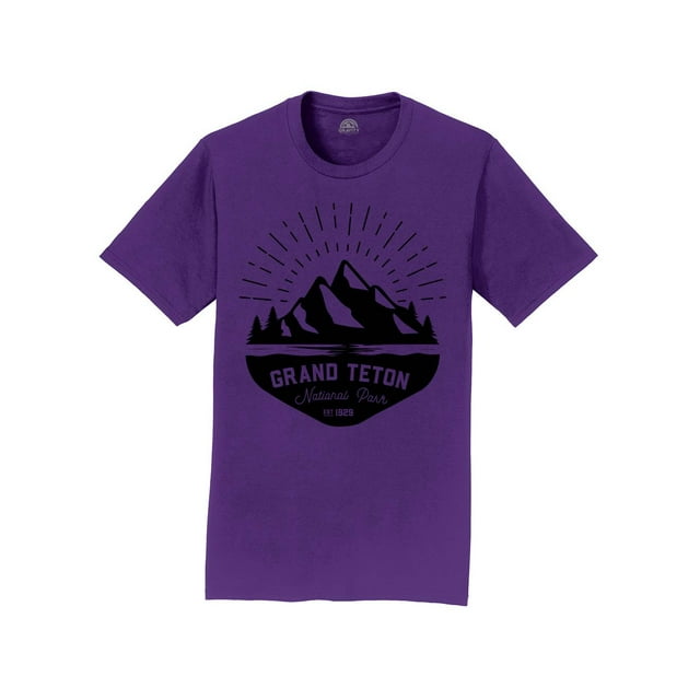 Gravity Outdoor Co. T-Shirt Homme Grand Teton - Logo Noir - Violet - Petit