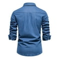 thumbnail image 3 of Mens T-shirts Mens Spring And Autumn Fashion Leisure Solid Color Buckle Lapel Denim Jcket Coat Top Blouse Features Polyester Blend Shirts Oversized Tee for Men Spandex Shirts Men S Shirt Blue L, 3 of 6
