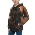 thumbnail image 2 of Picia Steampunk Cowboy Cat Pattern Youth Hoodie - Warm Pullover Sweatshirt with Kangaroo Pocket, Ideal for Boys and Girls-Small, 2 of 6
