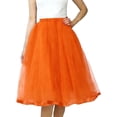 thumbnail image 3 of BiZtdJrK Womens Tulle Tutu Skirts Mesh Elastic High Waisted Pleated Midi Skirts Fashion Prom Dancing Party Skirts Orange Free Size, 3 of 7