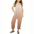 thumbnail image 1 of RXIRUCGD Girls Casual Jumpsuits Gradient Print Sleeveless Summer Rompers Long Pants With Pockets For 5-14 Years( Khaki, Size:13 Years ), 1 of 6