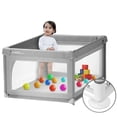 thumbnail image 1 of 96x96x68cm Baby Playpen, Kids Safety Activity Center Playard with Door Breathable Mesh for Indoor & Outdoor, 1 of 10